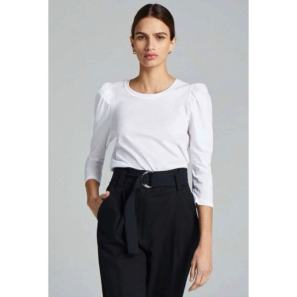 A.L.C. Karlie Tee Long Puff Sleeve Top White Size M